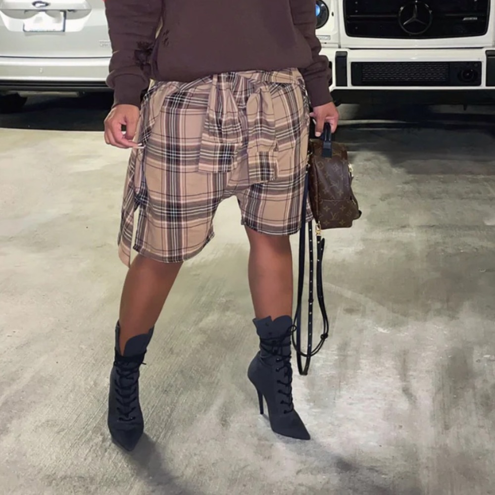 Brown plaid shorts